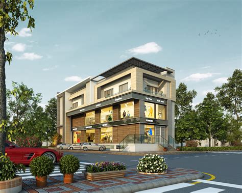 Facade Design For Commercial Building In Jhansi Up Synergy Designs