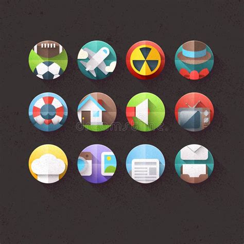 Flat Icons For Mobile And Web Applications Set 3 Stock Vector