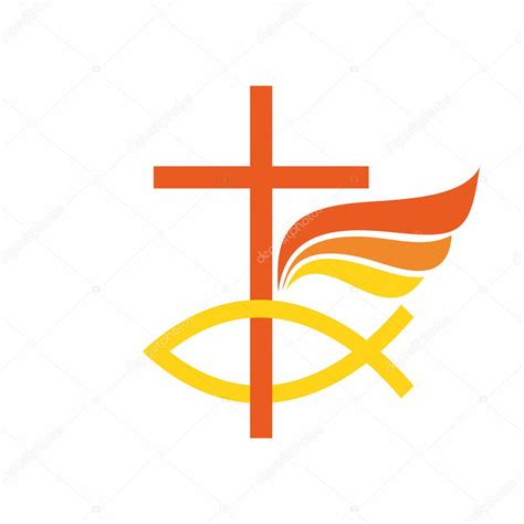 Logo De La Iglesia La Cruz De Jesucristo Pez Ala De ángel Stock