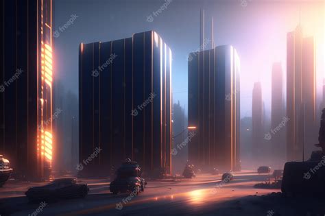 Premium Photo Abstract Fantasy Dystopian Future Buildings Illustration