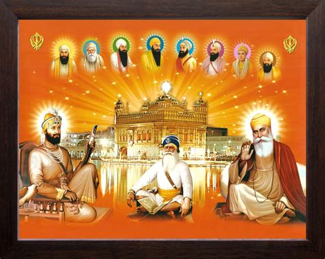 Art N Store All Ten Sikh Gurus And Golden Temple Hd Printed Religious