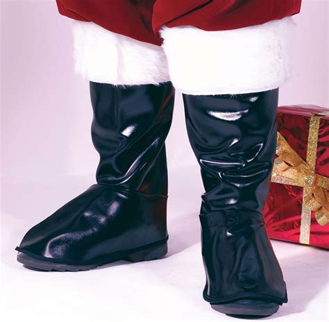 Black Santa Claus Men Adult Christmas Boot Tops Costume Accessory One