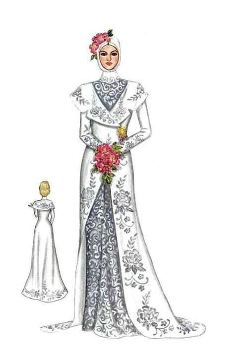 kebaya pengantin muslim dress pengantin fashion drawing dresses fashion illustration sketches