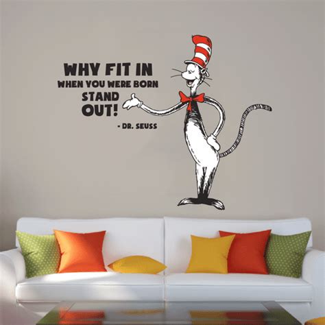 Dr Seuss The Cat In The Hat Classic Standing Quotes Character Wall Art