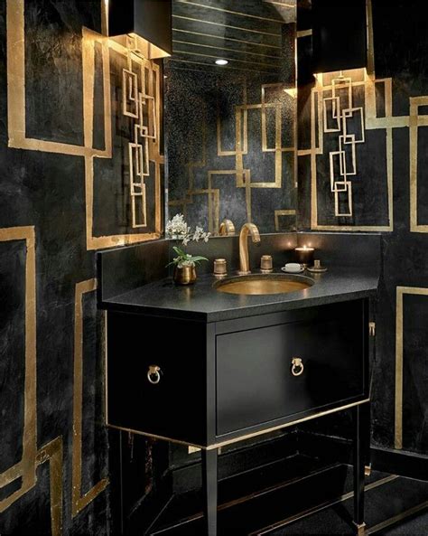 Pin By Miranda Johnson On Bathroom Black And Gold Bathroom Gold