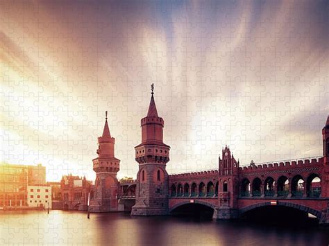 Berlin Oberbaum Bridge With Dramatic Sky Jigsaw Puzzle By Spreephotode
