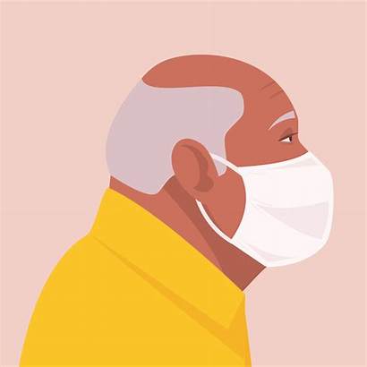 Mask Face Vector Wearing Senior Medical Disposable