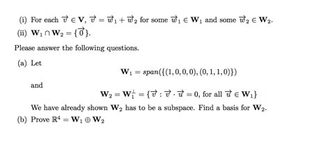 solved let w1 w2 be subspaces of a vector space v we say v