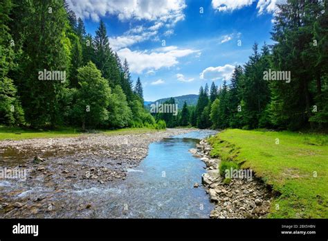 River In The Mountain Landscape Beautiful Nature Scenery With Water