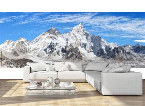 Mount Everest With Beautiful Sky And Khumbu Glacier Wall Mural