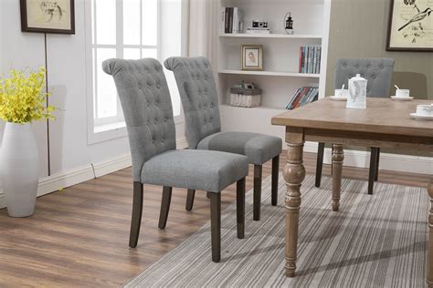 Upholstered Rustic Dining Chairs Set Of 2 Tufted High Back Padded