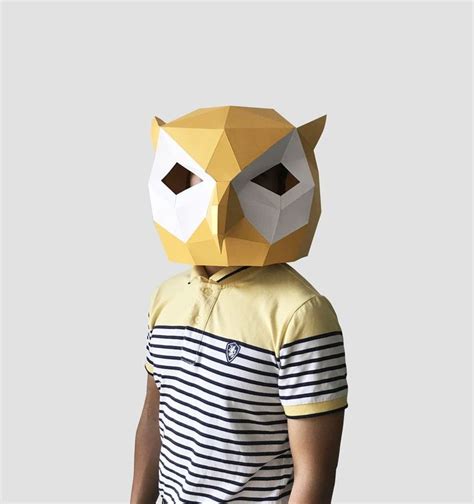 Owl Mask Template Paper Mask Papercraft Mask Masks 3d Etsy Masque