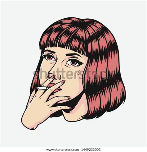Woman Smoking Cigarette Vector Illustrations Stock Vector Royalty Free