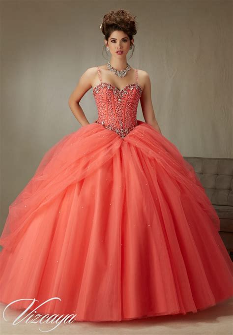 Quinceanera Dress Vizcaya Morilee 89071 Beaded Boned Corset Bodice On A Tulle Ball Gown