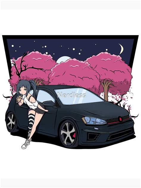 Cute Anime Girl Leaning On The Car Canvas Print For Sale By Nerdless