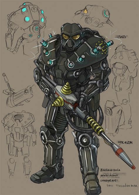 Enclave Tesla Power Armor By Vasily Khazykov Old Concept For One Rts
