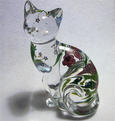 Lenox Painted Crystal Cat Glass Cat Figurine Sitting Cat Hand Painted In Romania Made In