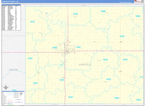 Garfield County Ok Zip Code Wall Map Basic Style By Marketmaps Mapsales