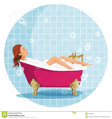 Femme Prenant Un Bain Salle De Bains Illustration De Vecteur Illustration Du Bathroom Dame