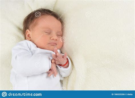 Cute Little Baby Boy On Bed Sleeping Stock Photo Image Of Happy
