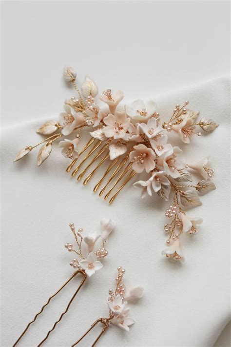 Cherry Blossom Wedding Hair Pieces Bridal Hair Pins Floral Etsy
