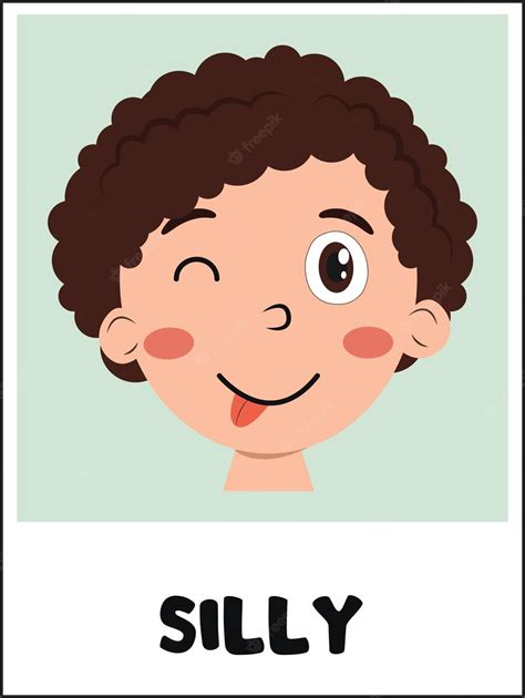 Premium Vector Silly Face Cartoon Flashcard