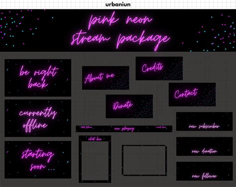 Pink Twitch Overlay Package Animated Neon Stream Package Etsy Canada