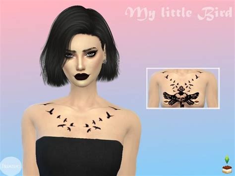 The Sims Resource My Little Bird Tattoo By Tiramisims • Sims 4