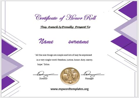 11 Free Honor Roll Certificate Templates My Word Templates