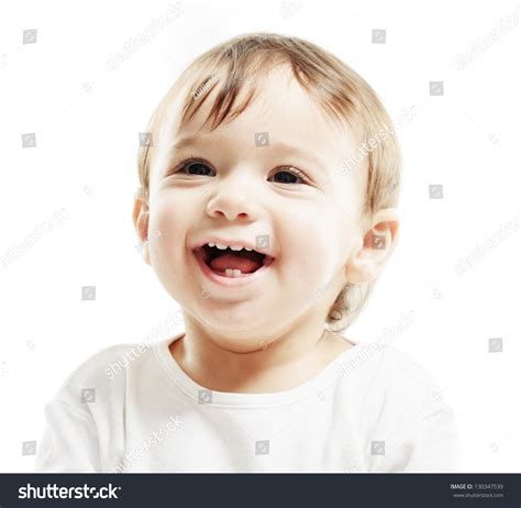 Portrait Of Very Happy Smiling Baby Boy Stock Photo 130347539