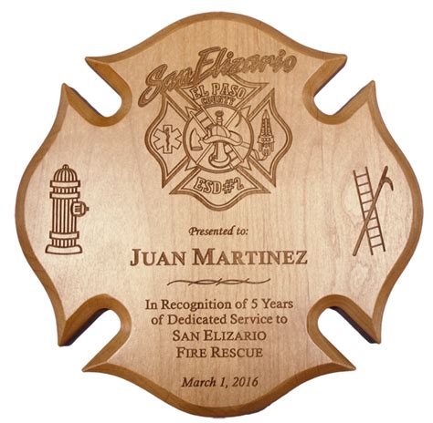 Alder Maltese Cross Firefighter Plaque