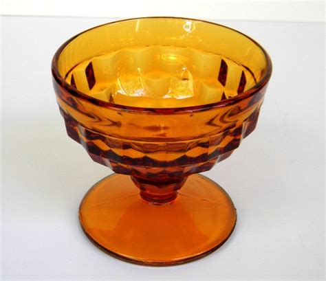 Vintage Amber Glass Footed Sherbet Dishes Champagne Glasses