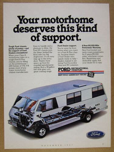 1987 Ford Class A Motorhome Rv A Plus Chassis Cutaway Diagram Vintage