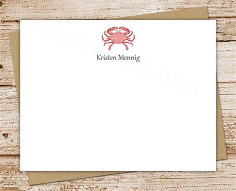 Red Crab Personalized Note Cards Notecards By Celebratelilthings