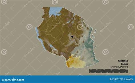 Location Of Ruvuma Region Of Tanzania Relief Stock Illustration
