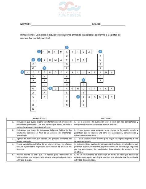 Crucigrama Resuelto Material Didáctico Nombre