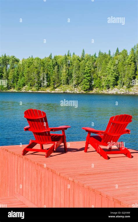 Muskoka Chairs On Dock Lake Of The Woods Northwestern Ontario Canada