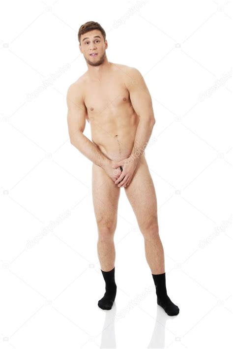 Nude Man Covering Himself Stock Photo Piotr Marcinski