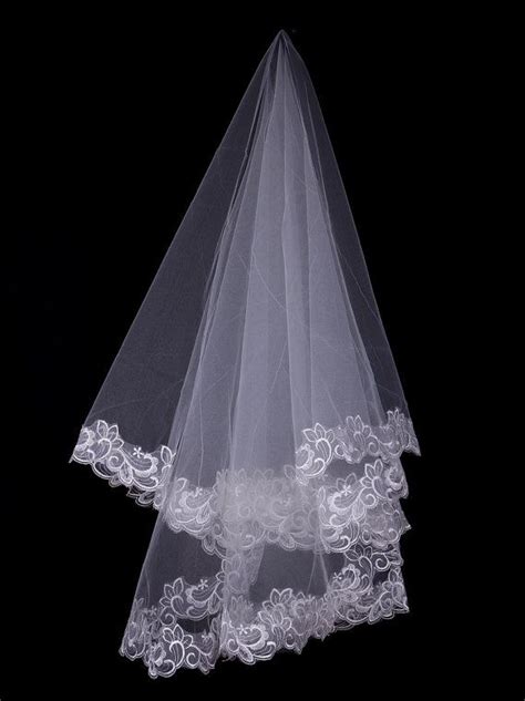 Ivory Alencon Lace Mantilla Bridal Wedding Veil Fingertip On Etsy 9