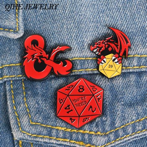 Qihe Jewelry Dungeons And Dragons Brooches D And D Enamel Pins Twenty Sided