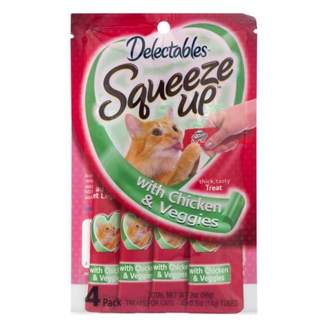 Save On Delectables Squeeze Up Treat With Chicken And Veggies For Cats