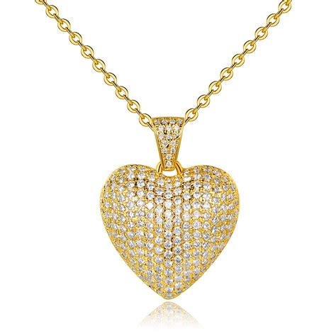Peermont Jewelry K Gold Plated Cubic Zirconia Heart Pendant