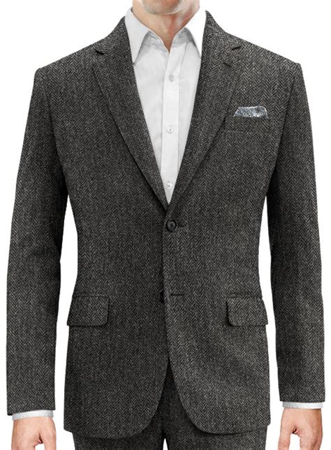 Harris Tweed Dark Gray Herringbone Jacket Made To Measure Custom