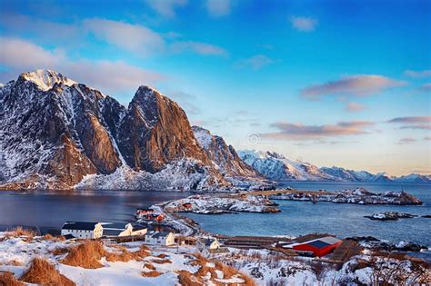 Beautiful Winter Landscape Of Picturesque Fishing Village In Lofoten