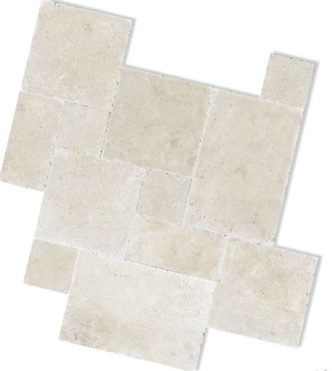 Light Ivory Travertine Tiles French Pattern Tumbled Unfilled