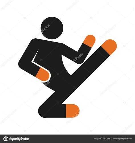 Simple Flying Kick Karate Sport Figure Symbol Vector Illustration Stock
