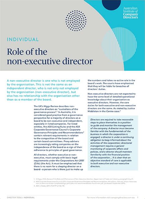 Role Of The Non Executive Director