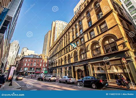 Street And Buildings At Downtown Boston Massachusetts Editorial Stock