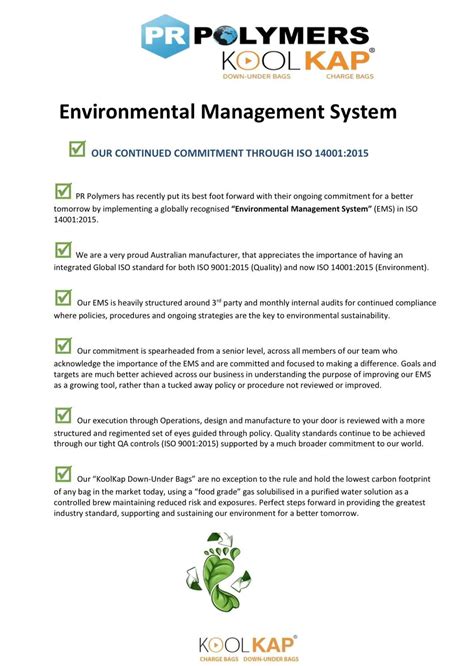 Environmental Management System Ems Iso 140012015 Pr Polymers