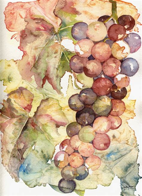 Original Heavenly Grapes Watercolor Painting